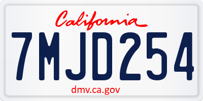 CA license plate 7MJD254