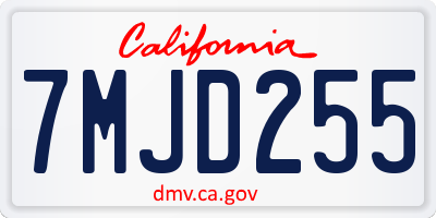 CA license plate 7MJD255