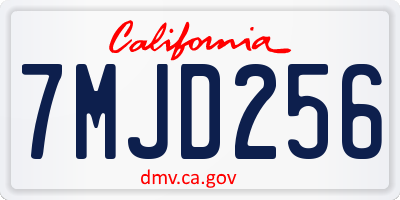 CA license plate 7MJD256