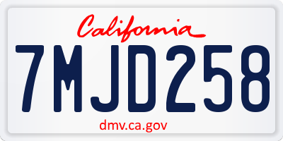 CA license plate 7MJD258