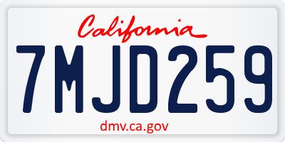 CA license plate 7MJD259