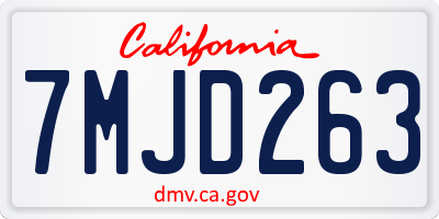 CA license plate 7MJD263