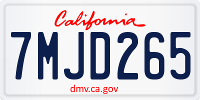 CA license plate 7MJD265