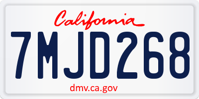 CA license plate 7MJD268
