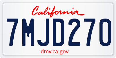 CA license plate 7MJD270
