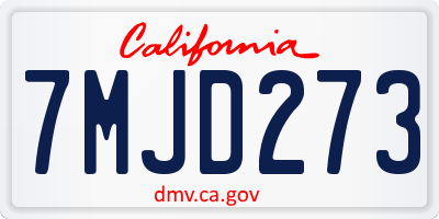 CA license plate 7MJD273