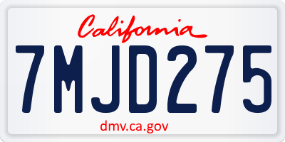 CA license plate 7MJD275