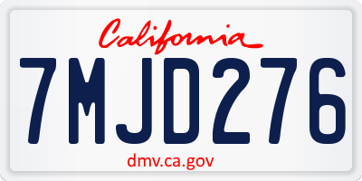 CA license plate 7MJD276