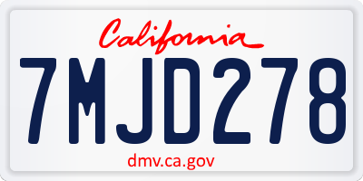 CA license plate 7MJD278