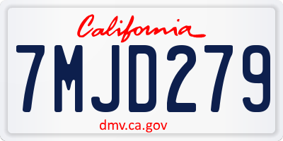 CA license plate 7MJD279
