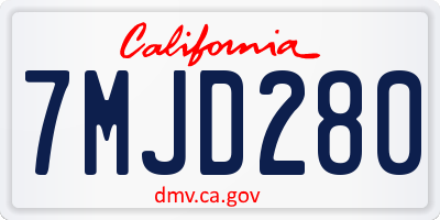 CA license plate 7MJD280