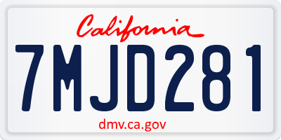 CA license plate 7MJD281