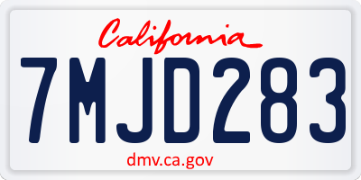 CA license plate 7MJD283