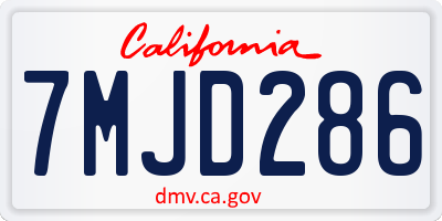 CA license plate 7MJD286