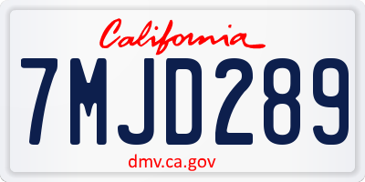 CA license plate 7MJD289