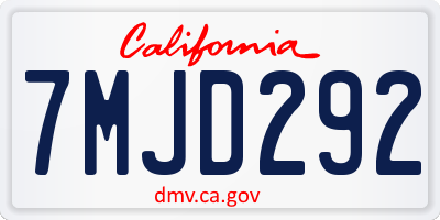 CA license plate 7MJD292