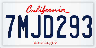 CA license plate 7MJD293