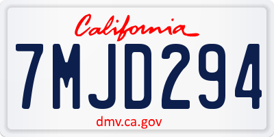 CA license plate 7MJD294