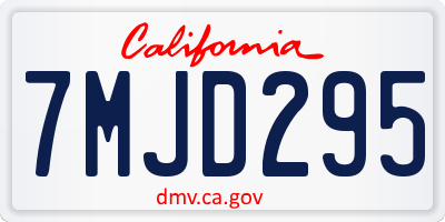 CA license plate 7MJD295