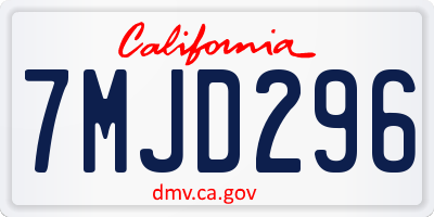 CA license plate 7MJD296