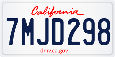 CA license plate 7MJD298