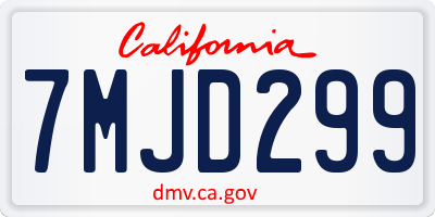 CA license plate 7MJD299