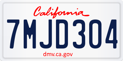 CA license plate 7MJD304