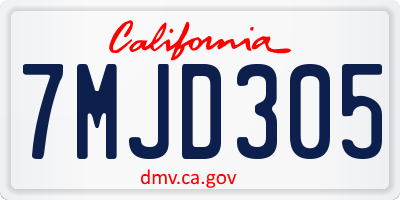 CA license plate 7MJD305