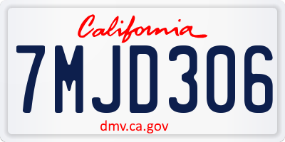 CA license plate 7MJD306