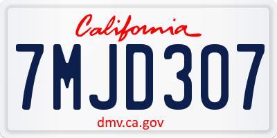CA license plate 7MJD307