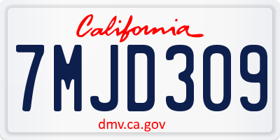 CA license plate 7MJD309
