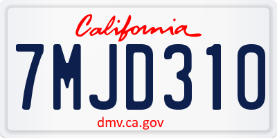 CA license plate 7MJD310