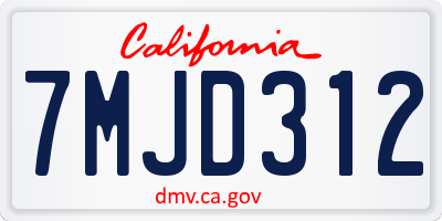 CA license plate 7MJD312