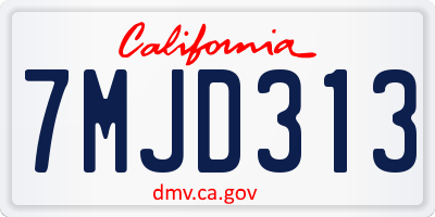 CA license plate 7MJD313