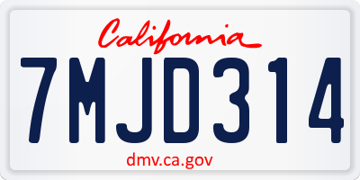 CA license plate 7MJD314