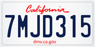 CA license plate 7MJD315