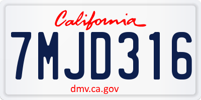CA license plate 7MJD316