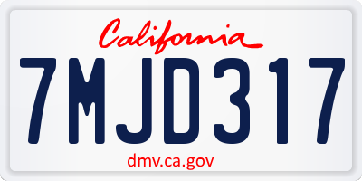 CA license plate 7MJD317