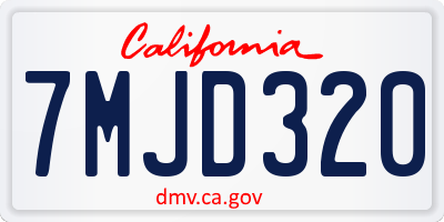 CA license plate 7MJD320