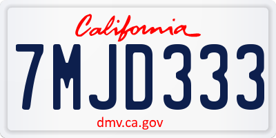 CA license plate 7MJD333