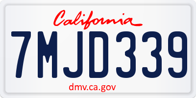CA license plate 7MJD339