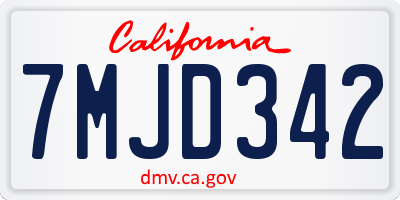 CA license plate 7MJD342
