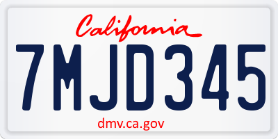 CA license plate 7MJD345