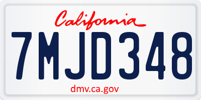 CA license plate 7MJD348