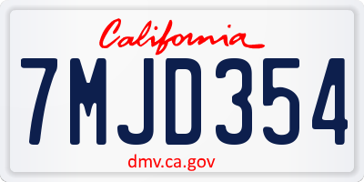 CA license plate 7MJD354