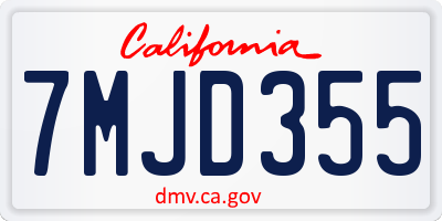 CA license plate 7MJD355
