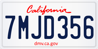 CA license plate 7MJD356