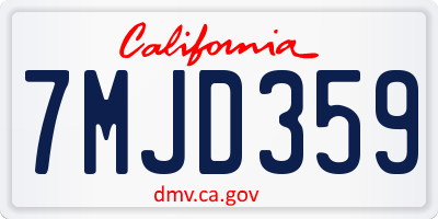 CA license plate 7MJD359