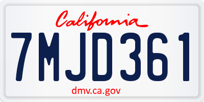 CA license plate 7MJD361