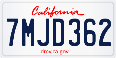 CA license plate 7MJD362